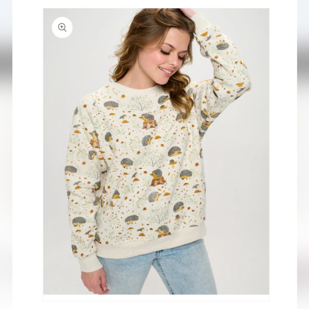 N.W.T. SM Wardrobe Small Hedgehog Print Women's Sweater